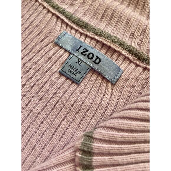 IZOD Pink/Gray Ribbed Knit 1/4 Zip Sweater sz XL - Picture 4 of 10